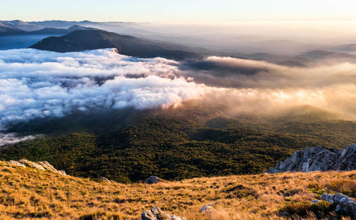 Aerial view of landscape against sky