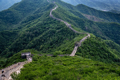 Tourist people walking at the famous great wall of china  at mutianyu section in china