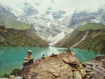 Scenic view of lake and mountains