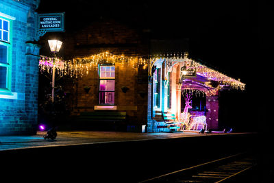 Illuminated building at night