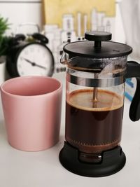 Close-up of coffee cup on table