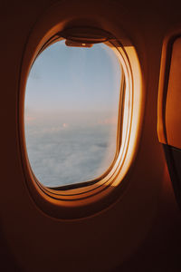 View of sky through airplane window