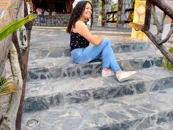 Woman sitting in park