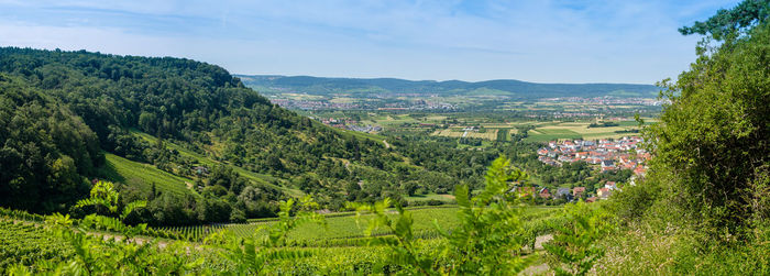 Panorama view at village weinstadt with green plants in germany