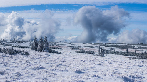 Panoramic view of snow covered landscape