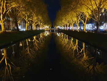 Scenic view of lake at night