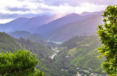 Scenic view of mountains against sky