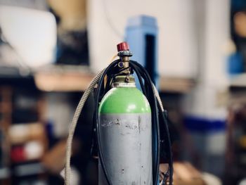 Close-up of gas tank with pipe 