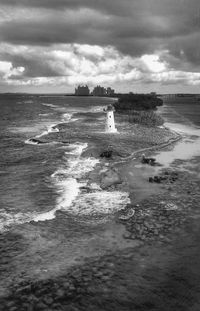 Scenic view of sea against cloudy sky