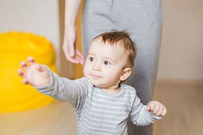 Cute baby girl at home