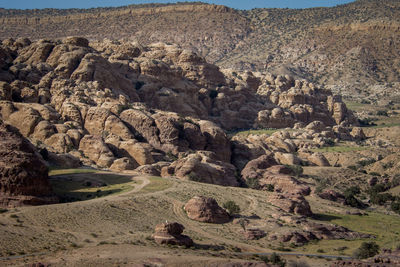 High angle view of rocks on arid landscape