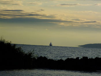 Scenic view of sea at sunset