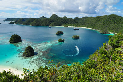 High angle view of sea against sky