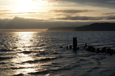 Scenic view of sea at sunset