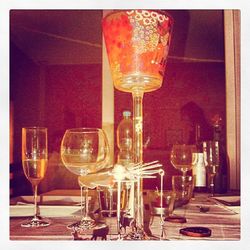 Wine glasses in restaurant