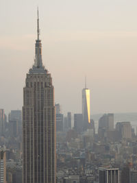 View of skyscrapers in foggy weather