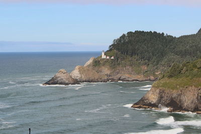 Scenic view of sea and rocks