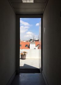 Building seen through glass window