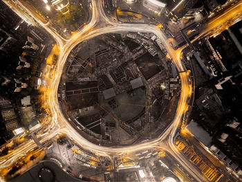 Aerial view of illuminated cityscape at night