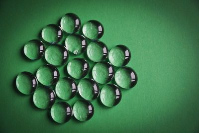 Close-up of green leaf on table