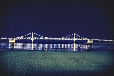 Bridge over river at night