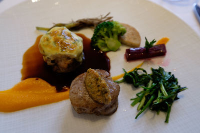 Close-up of meal served on plate