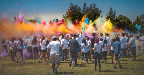 Group of people celebrating holi