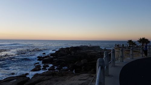 Scenic view of sea against clear sky