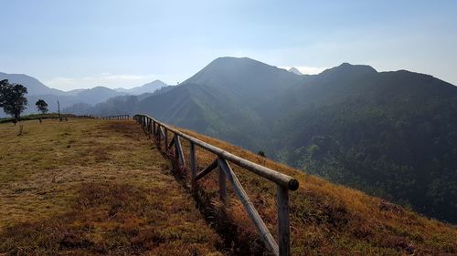 Scenic view of mountains against clear sky