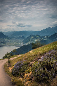 Scenic view of mountains against sky