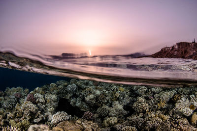 Scenic view of sea against sky during sunset