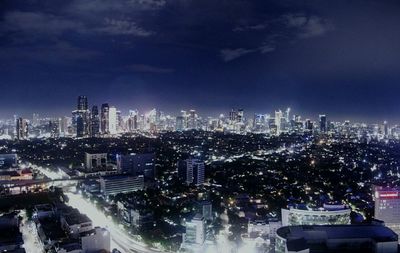 Illuminated city at night