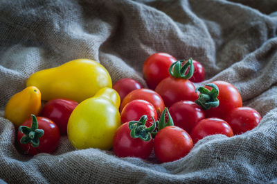 High angle view of fruits and vegetables