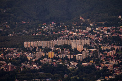 High angle view of buildings in city