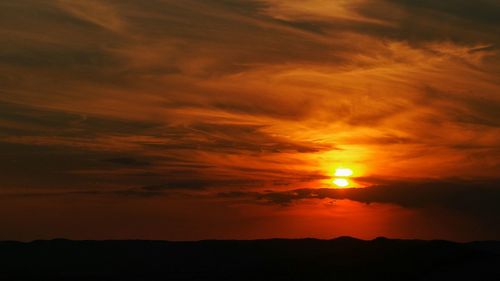 Silhouette of landscape at sunset