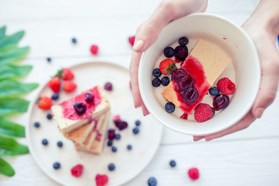 High angle view of breakfast served in bowl