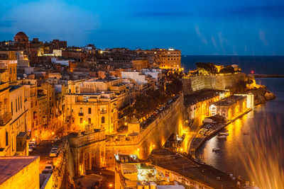 Valletta malta, july 16 2019. valletta city at night