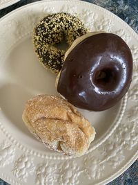 High angle view of dessert in plate