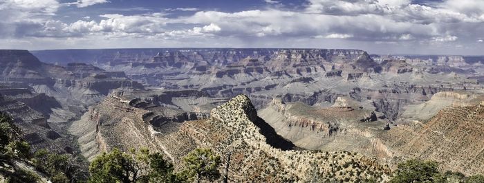 Panoramic view of landscape against cloudy sky