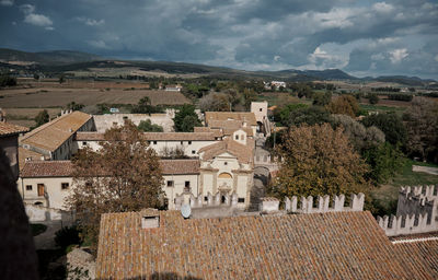 High angle view of townscape against sky