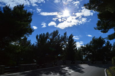 Street amidst trees against sky