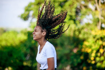 Portrait of smiling girl at park