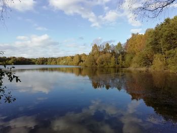 Scenic view of lake against sky