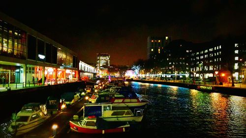 View of illuminated city at night