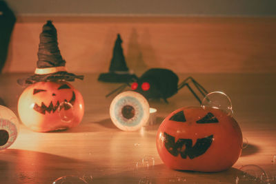 Close-up of pumpkin on table