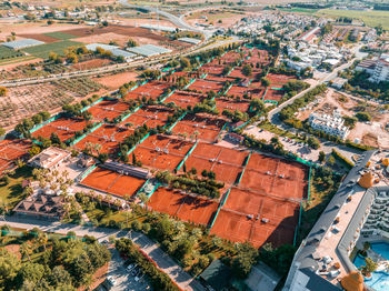 Aerial view of the tennis courts in the resort.