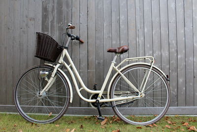 Bicycle against fence