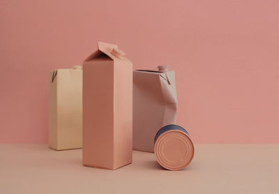 Close-up of white box against red background