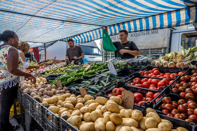 Various fruits for sale at market stall
