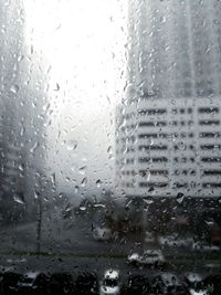 Full frame shot of raindrops on glass window